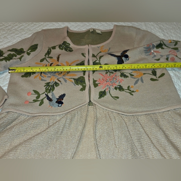 Antropologie Moth Winged Wonder Cardigan Peplum Sweater Women's Size Large - Picture 10 of 13